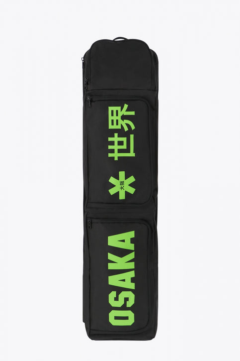Osaka sports stickbag large in black with logo in green. Front view