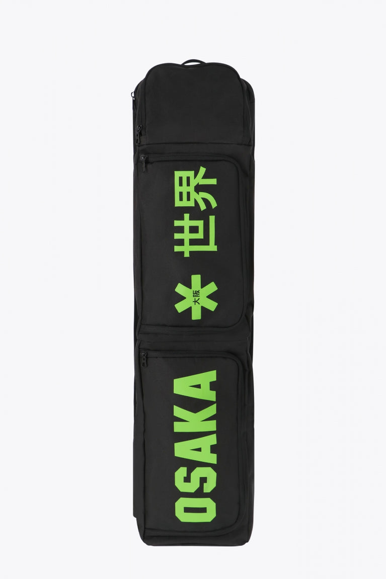 Osaka sports stickbag large in black with logo in green. Front view