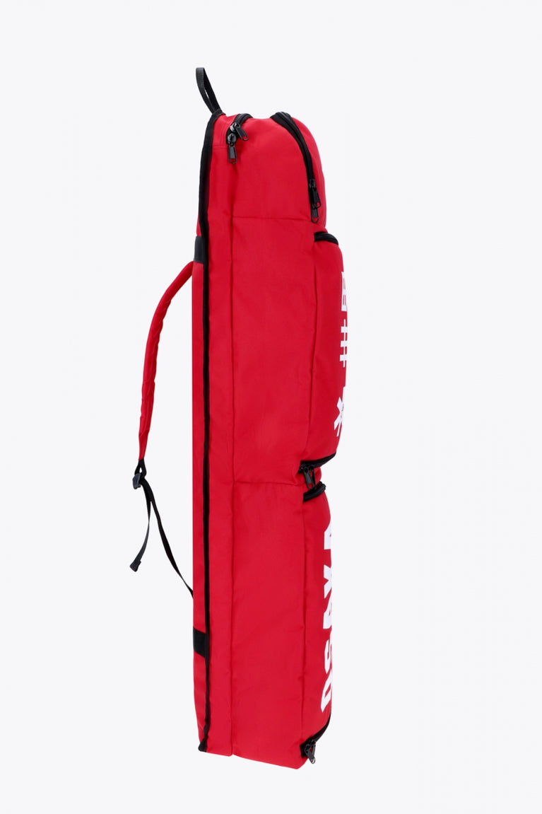 Osaka sports stickbag medium in red with logo in white. Side view