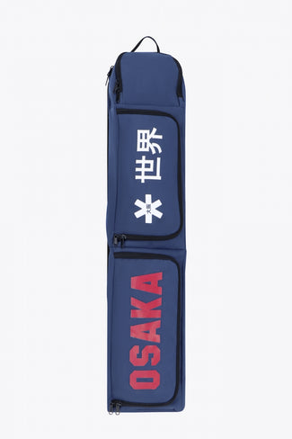 Osaka sports stickbag medium in navy with logo in white and red. Front view