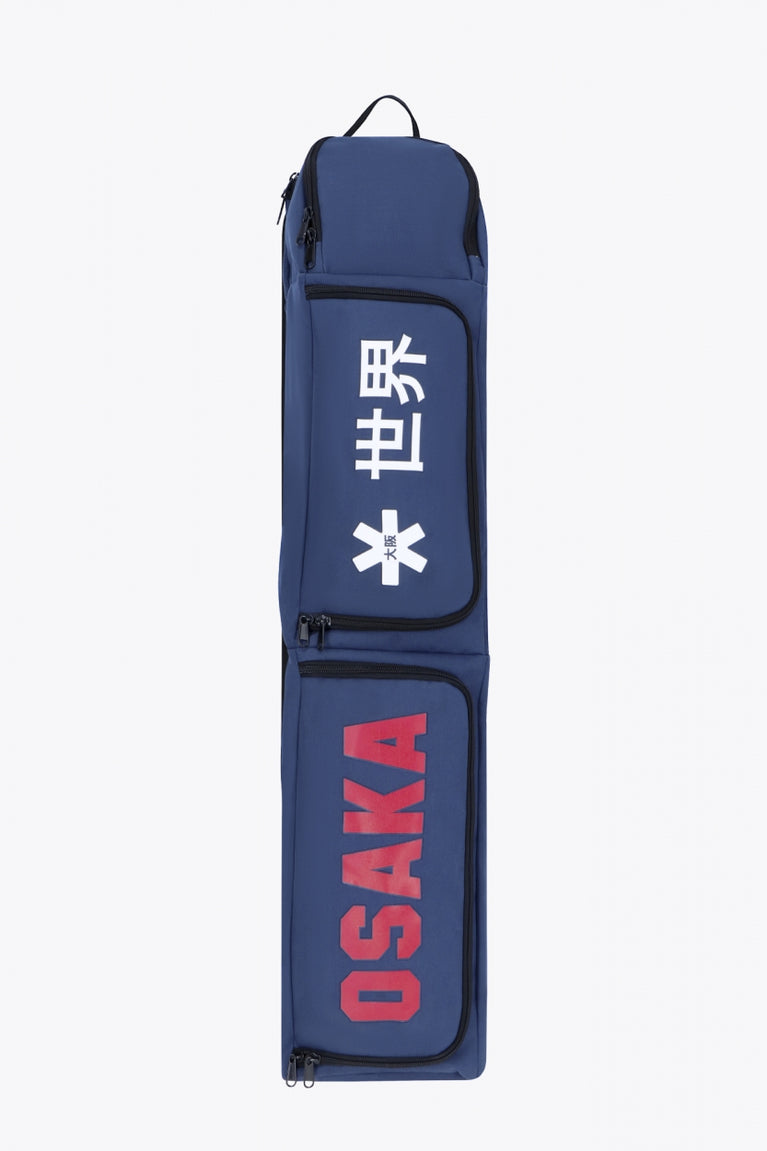 Osaka sports stickbag medium in navy with logo in white and red. Front view