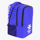 Osaka sports backpack in blue with logo in white. Side view