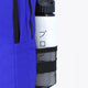 Osaka sports backpack in blue with logo in white. Water bottle holder detail view
