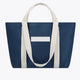 Osaka neoprene Tote bag in navy with structure and logo in white. Front view