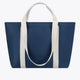 Osaka neoprene Tote bag in navy with structure and logo in white. Back view