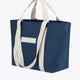 Osaka neoprene Tote bag in navy with structure and logo in white. Side view