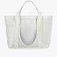 Osaka neoprene Tote bag in light grey with structure and logo in white. Back view