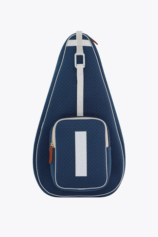 Ausrüstung: Taschen: Zubehörtaschen Osaka neoprene padel bag in navy with structure and logo in white. Front view