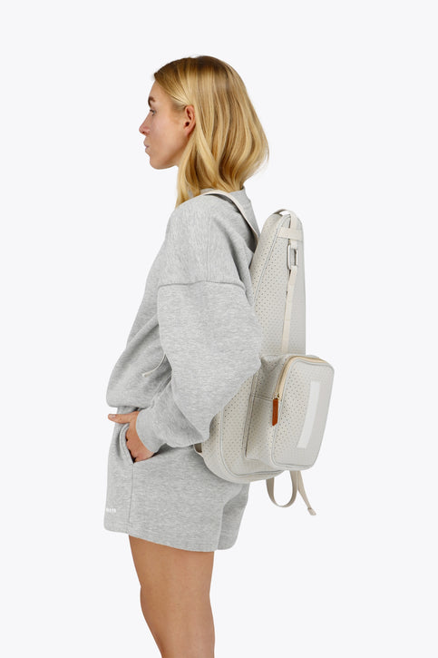 Osaka neoprene padel bag in light grey with structure and logo in white. Front view