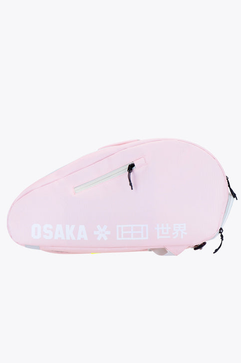 Osaka sports padel bag medium in pastel pink with logo in white. Front view