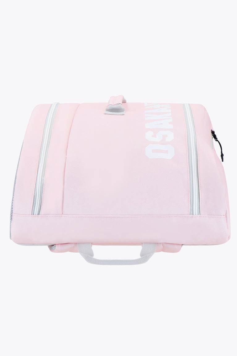 Osaka sports padel bag medium in pastel pink with logo in white. From above view