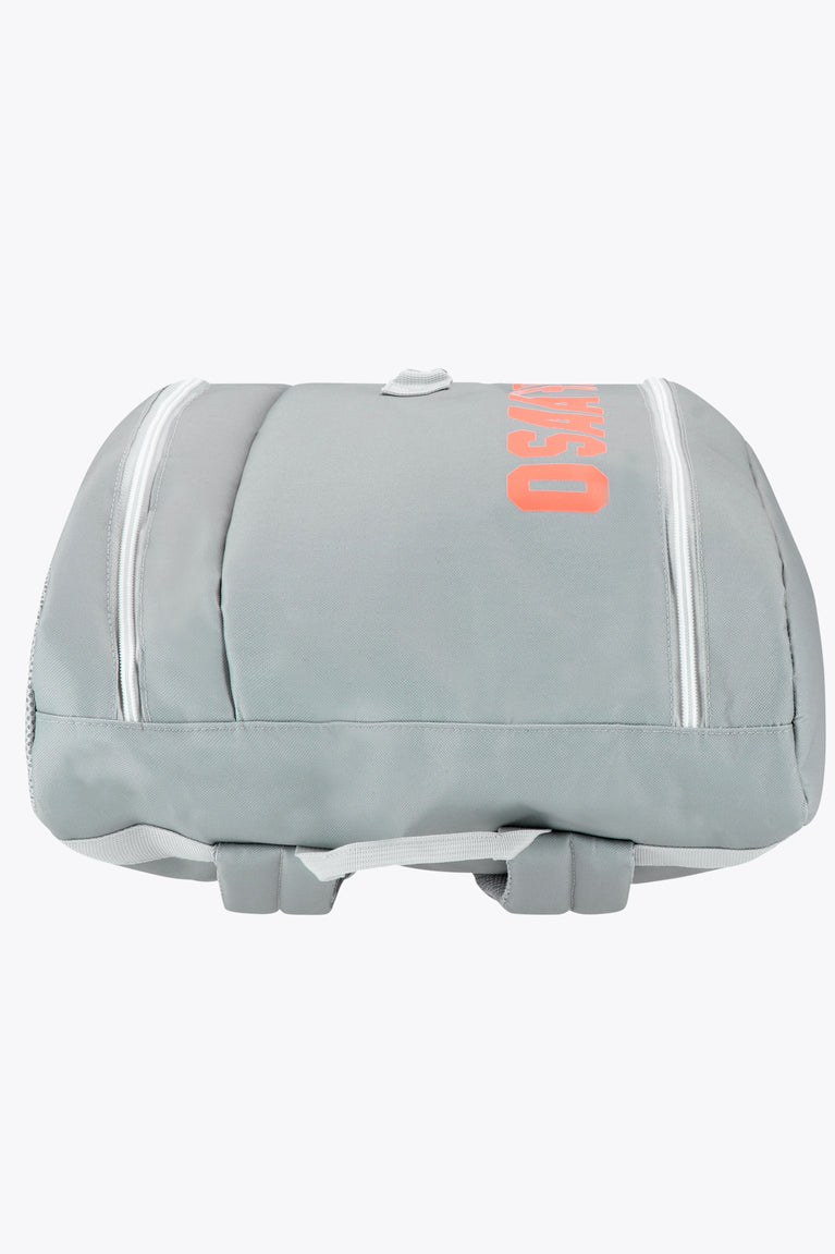Osaka sports padel bag medium in grey with logo in orange. From above view
