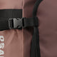 Large Osaka stick bag close-up of black adjustable strap and plastic buckle hardware.