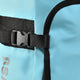 Detail of black waist strap and buckle on light blue Osaka large stickbag