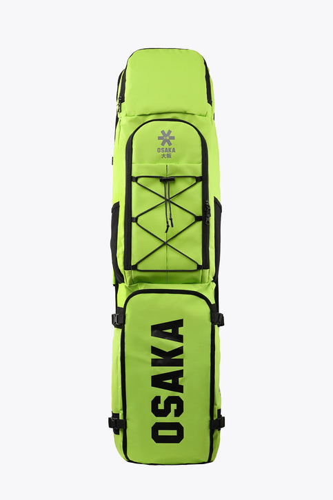 Large Osaka stickbag in wild lime green with black pocket and reinforced front panel