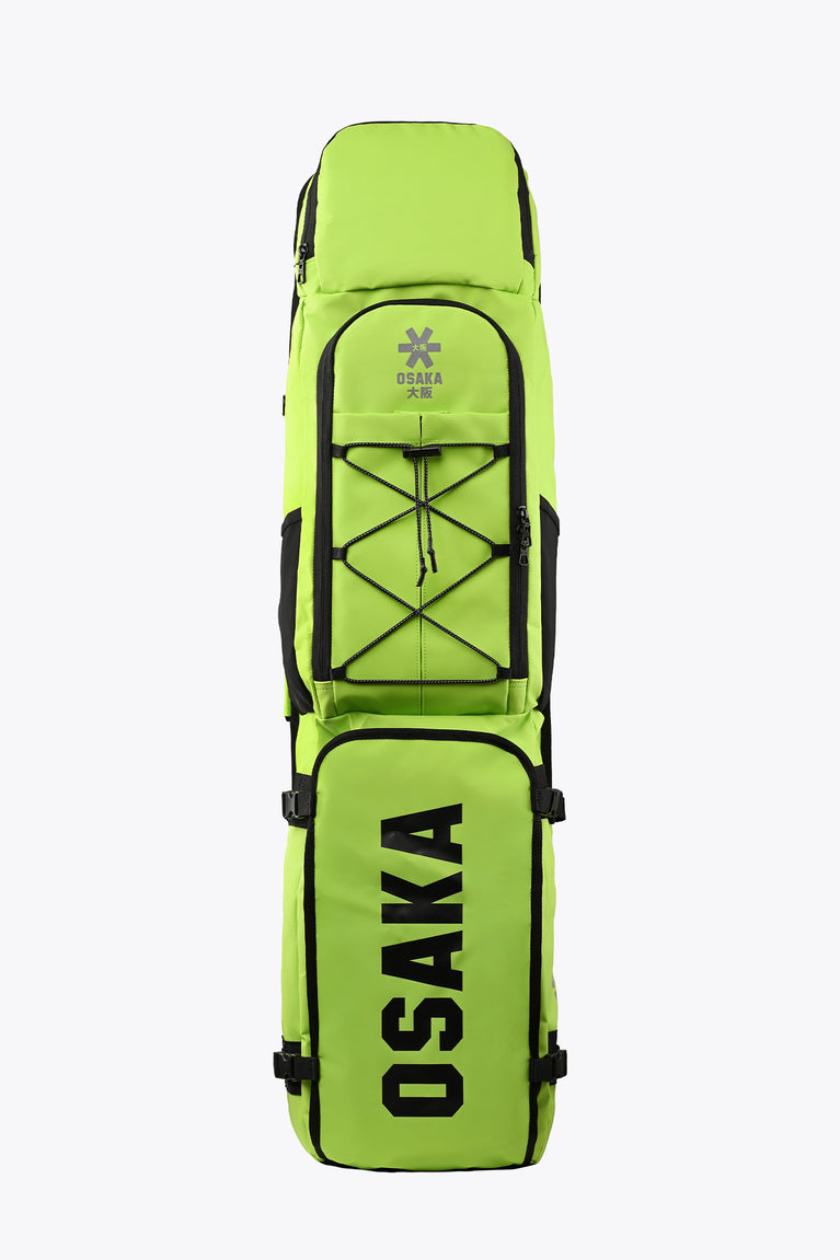 Large Osaka stickbag in wild lime green with black pocket and reinforced front panel