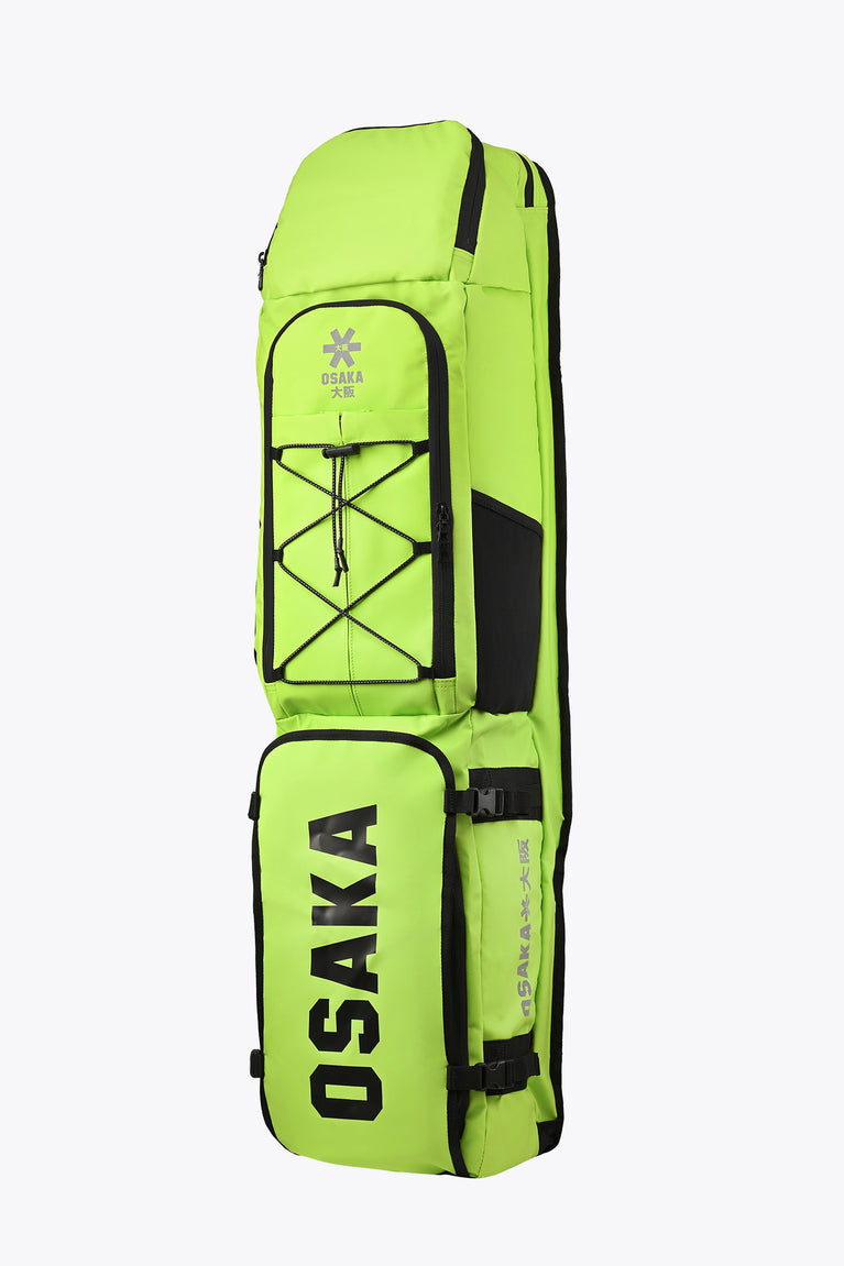 Large Osaka stickbag in wild lime green with black trim and front grid storage area