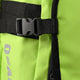 Wild lime Osaka stickbag close-up of webbing belt and buckle with black carry strap