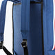 Blue large stick bag interior with black straps and padded back panel close-up