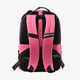 Kids hot pink backpack with padded back straps and black adjustable shoulder belts