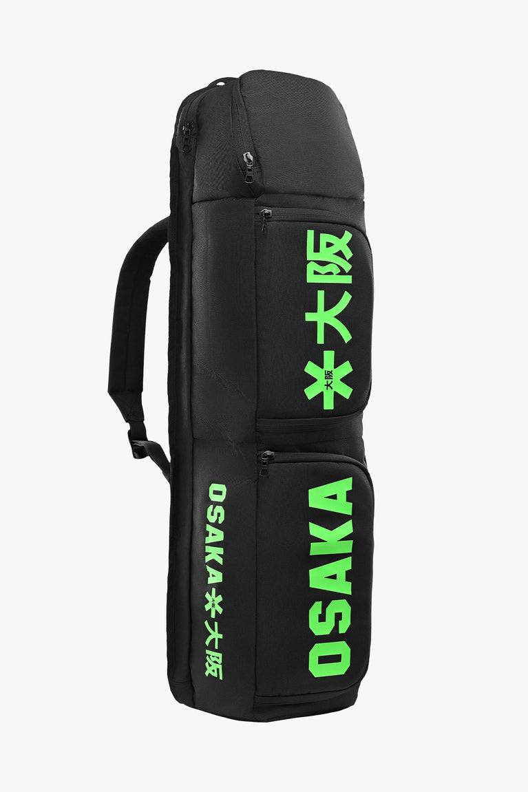 Kids stickbag small black with neon green OSAKA side print and carry handle.