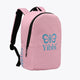 Kids sports backpack, pastel pink body with top handle and black shoulder straps