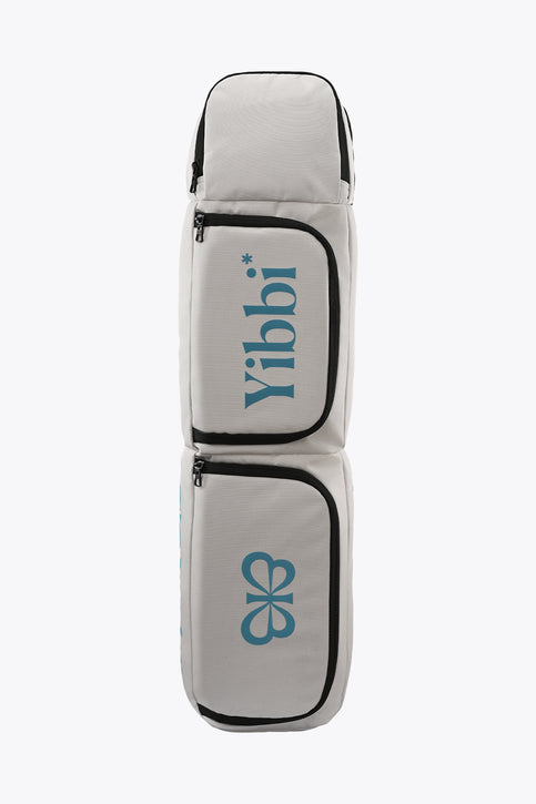 Yibbi small sports stickbag in white with black trim and two front stick sleeves