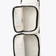 Small sports stickbag with two padded compartments; white exterior with black piping