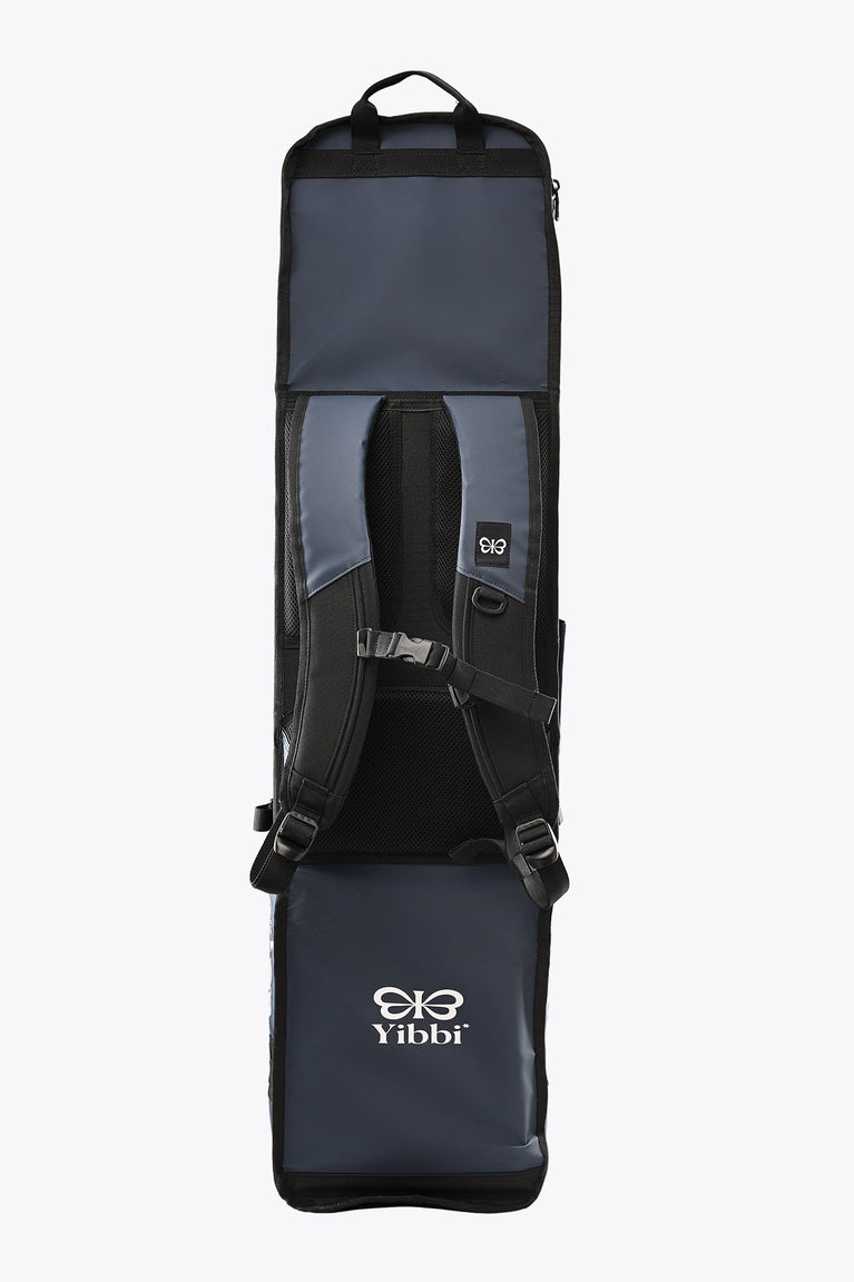 Large hockey stick bag, dark navy, front view with adjustable shoulder straps