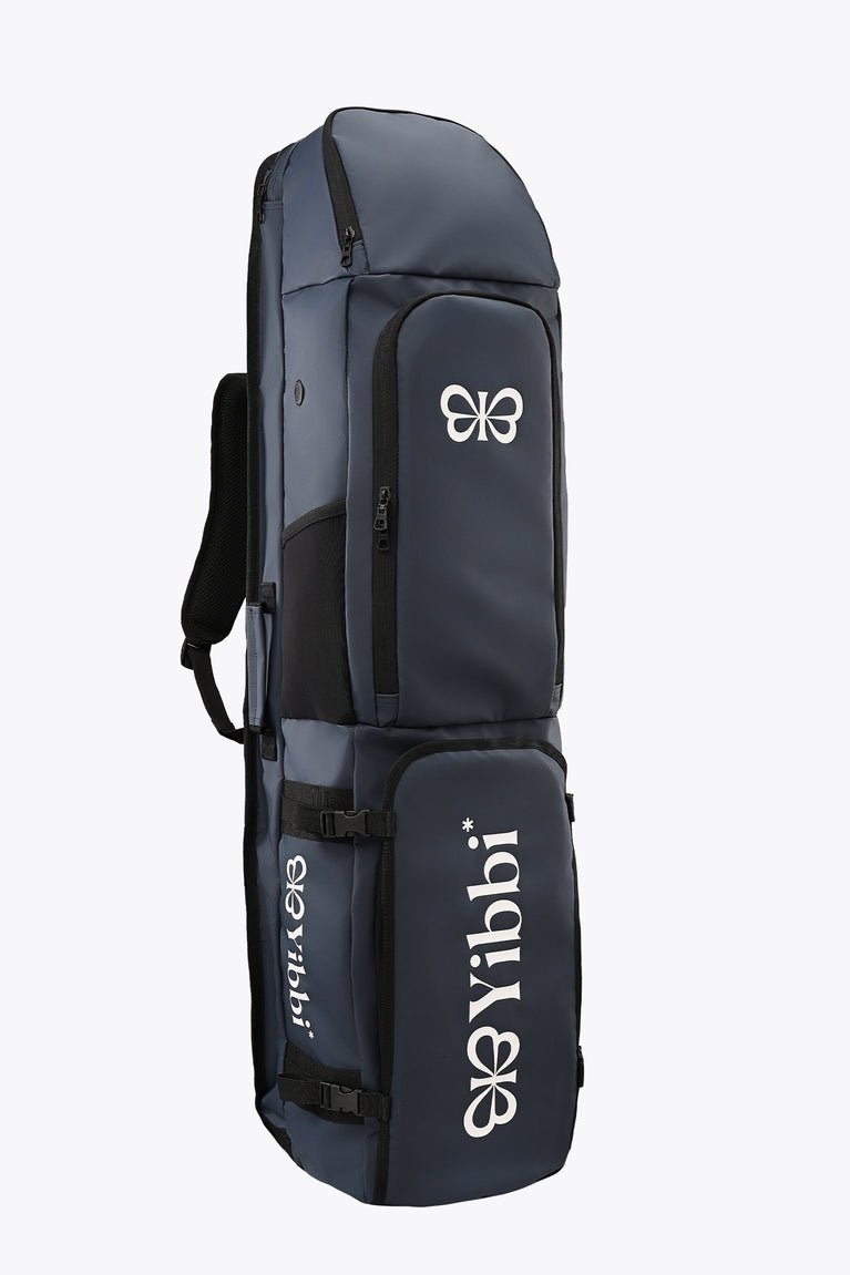 Large hockey stick bag, dark navy, angled view with padded back and straps