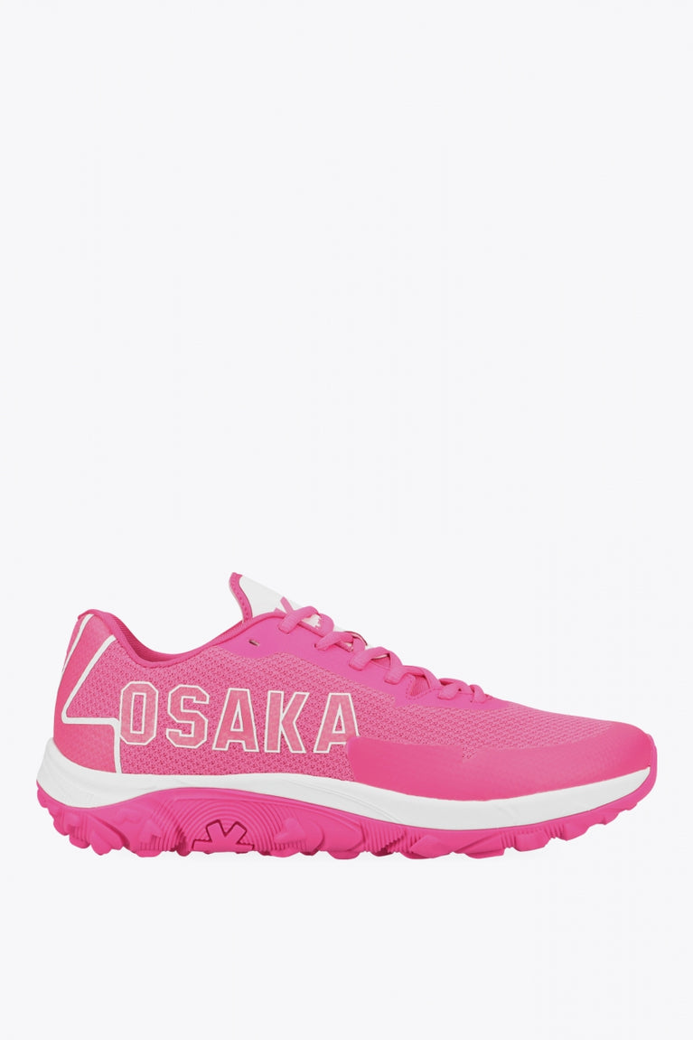 Osaka footwear Kai Mk1 in pink with logo. Side view