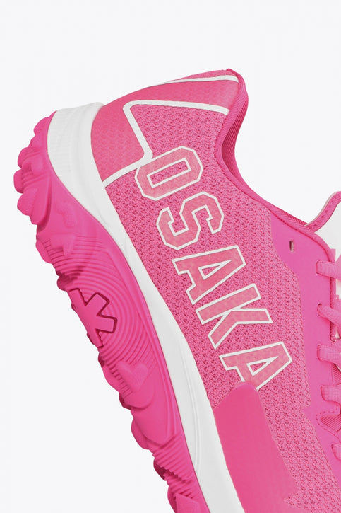 Osaka footwear Kai Mk1 in pink with logo. Side view