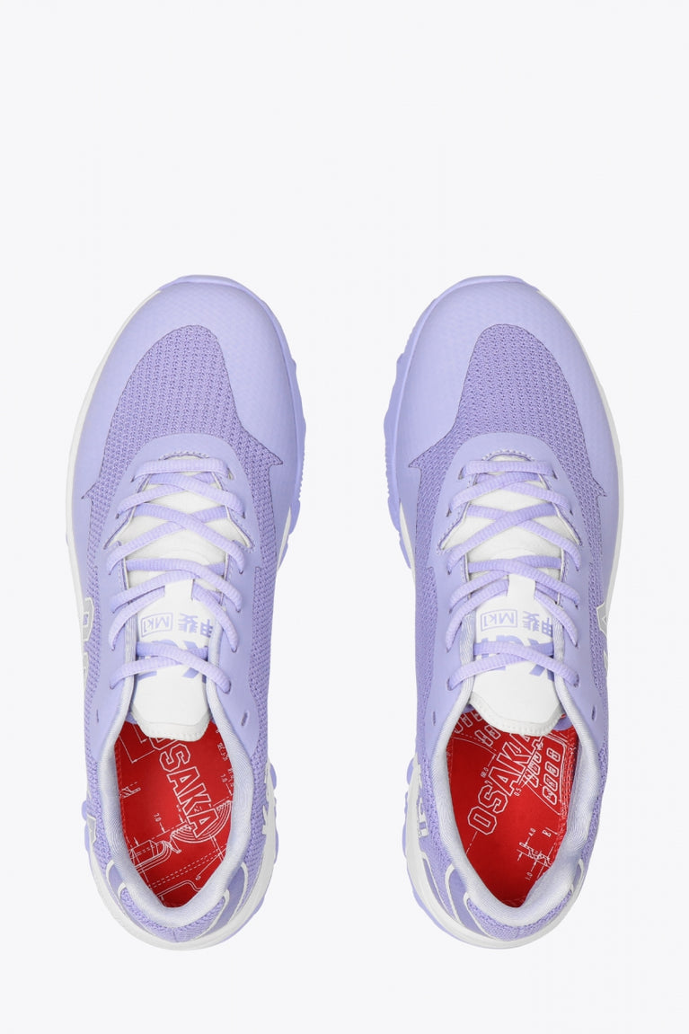 Osaka footwear Kai Mk1 in lilac with logo. From above view