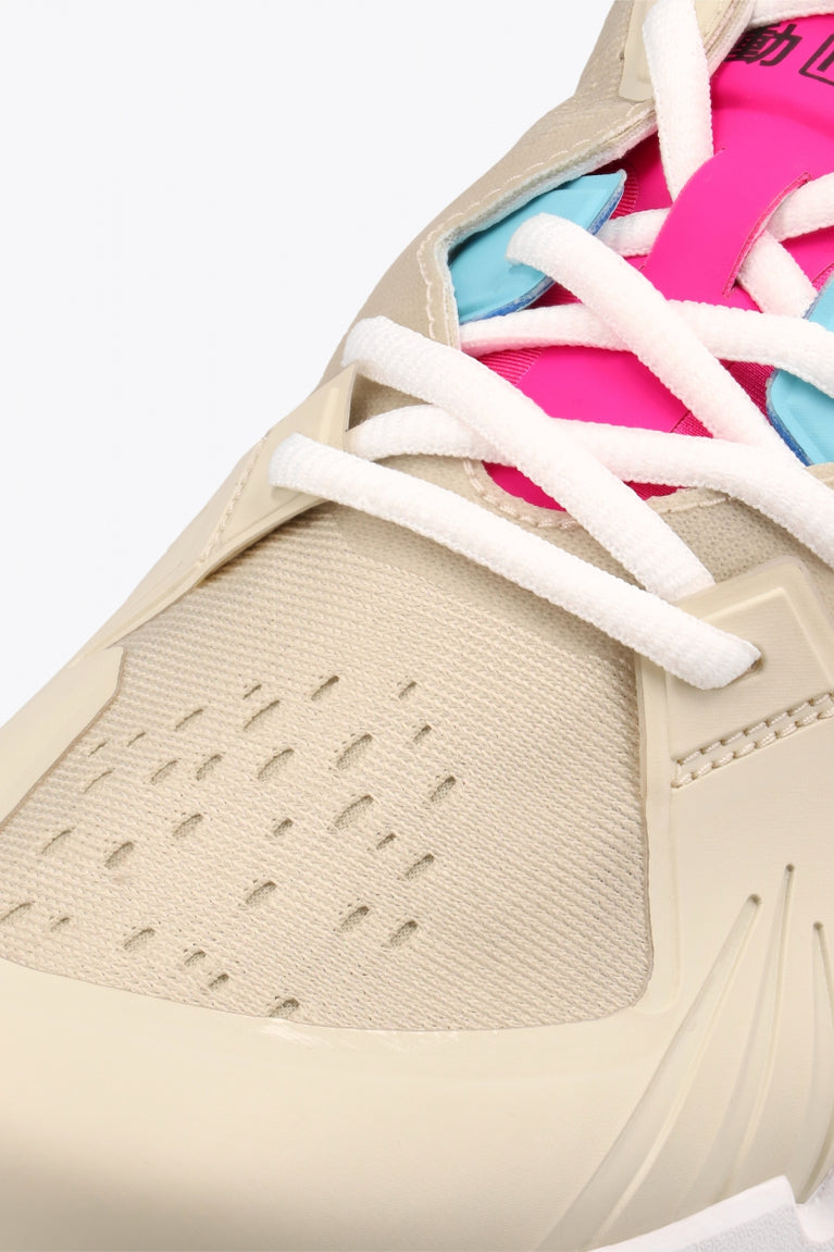 Osaka footwear Ido Mk1 in off white multicolor with logo in black. Detail shoelace view