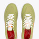 Osaka footwear Kai Mk1 in olive with logo in orange. From above view