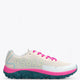 Osaka footwear Kai Mk1 in light grey and sky blue, and pink with logo. Side view