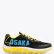 Osaka footwear Kai Mk1 in black and yellow with logo in blue. Side view