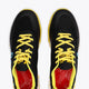 Osaka footwear Kai Mk1 in black and yellow with logo in blue. From above view