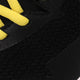 Osaka footwear Kai Mk1 in black and yellow with logo in blue. Detail view