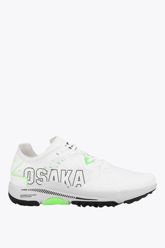 <tc>RUA</tc> Osaka footwear Ido Mk1 in white and green with logo in white. Side view
