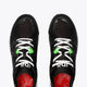 Osaka footwear Ido Mk1 in black and green with logo in black. From above view
