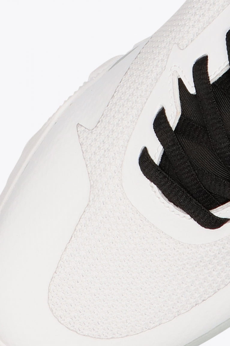Osaka footwear Kai Mk1 in white with logo in black. Detail shoelace view