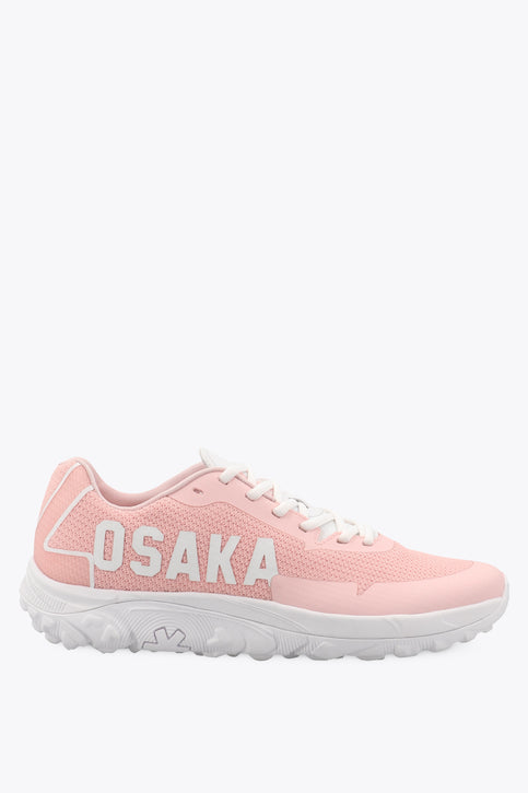 Osaka footwear Kai Mk1 in pastel pink with logo in white. Side view
