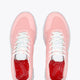 Osaka footwear Kai Mk1 in pastel pink with logo in white. From above view
