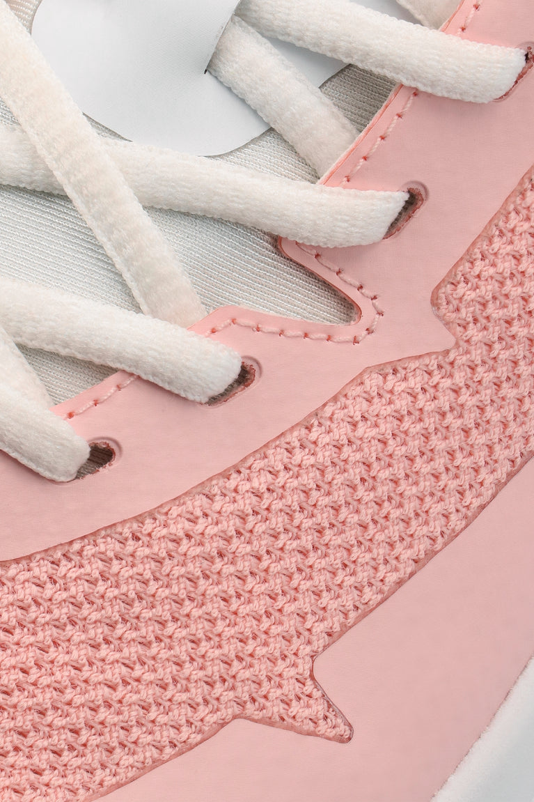 Osaka footwear Kai Mk1 in pastel pink with logo in white. Detail view