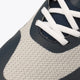Osaka footwear Kai Mk1 in grey navy with logo in navy. Detail shoelace view