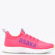 Hot pink kids Furo Play sneakers with OSAKA side logo and lace-up front.