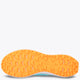 Light blue sneaker outsole with orange textured tread and white midsole