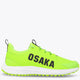 Neon lime lace-up sneakers with 'OSAKA' logo and textured outsole