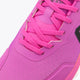 Rose bud pink knit sneaker upper with lace-up system and stitched panel
